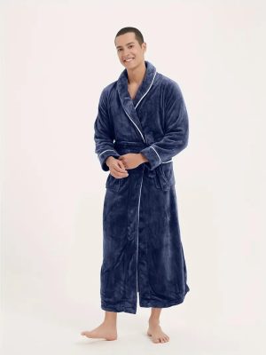 Peignoir de Nuit Éponge Polaire Bleu