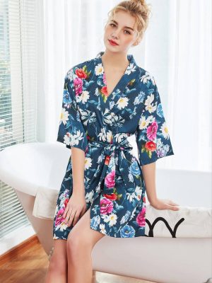 Peignoir Kimono Coloré en Satin