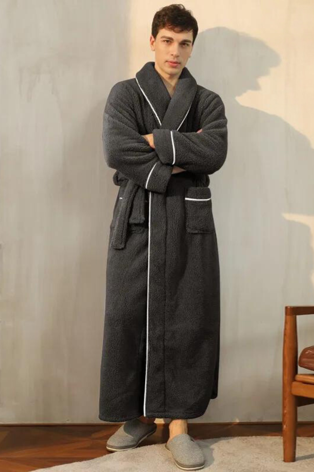 Peignoir Polaire pour Homme Gris Foncé