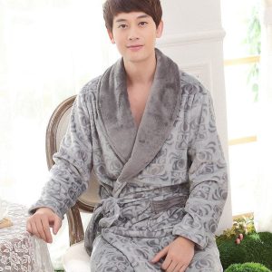 Peignoir de luxe<br> homme à col gris
