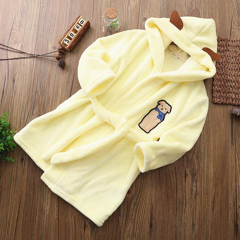 Peignoir Fille Chien Jaune