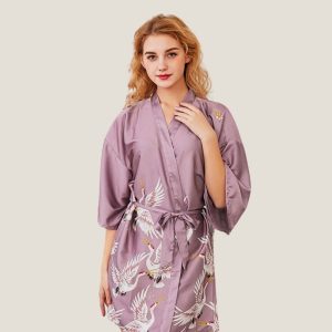 Peignoir soie Kimono lilas