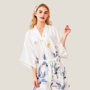 Peignoir Kimono satin blanc