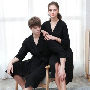 Peignoir soie Coton Noir Femme