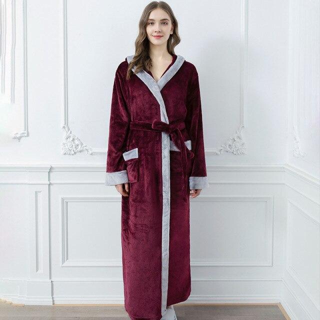 Peignoir De Bain Femme Bordeaux – Image 2