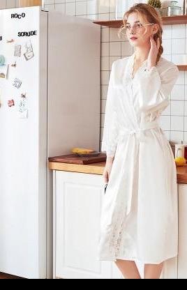 Peignoir soie En Satin Blanc