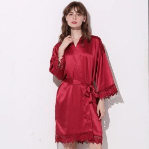 Peignoir soie Kimono Rouge