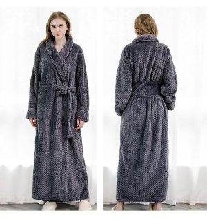 Peignoir Long Femme Gris