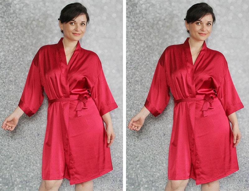 Veste Peignoir Rouge Satin