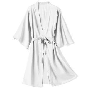 Peignoir Satin Blanc Femme