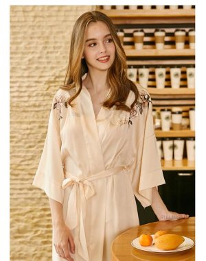 Peignoir Satin Femme Champagne