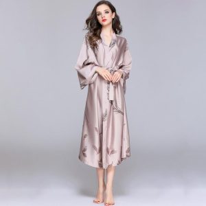 Peignoir Satin Mi Long Femme