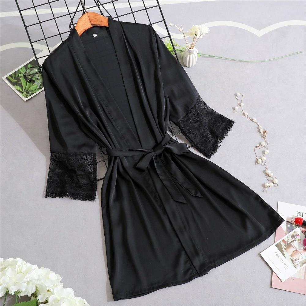 Veste Peignoir Satin Noir
