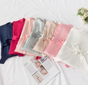 Veste Peignoir Satin Pastel