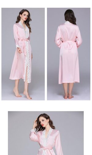 Peignoir Satin Rose Femme