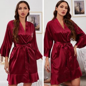 Peignoir Satin Rouge Vif