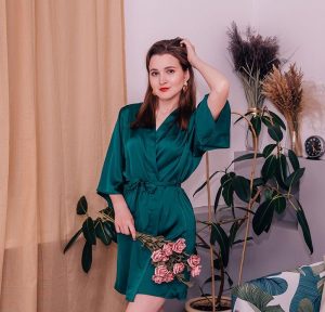 Peignoir soie Vert émeraude