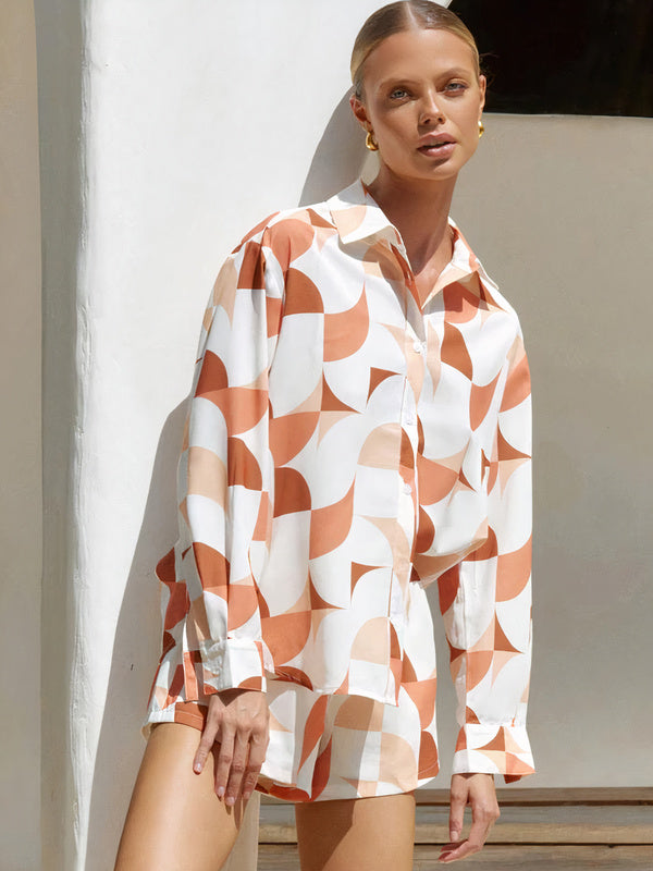 Pyjama Beige à Imprimé Mélange