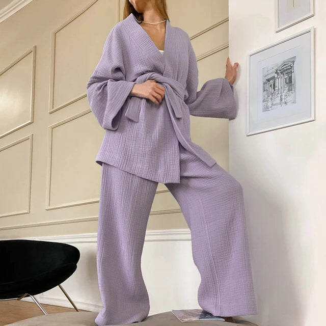 Restve-Cotton-Women-s-Nightgown-2-Pieces-Set-Drop-Sleeves-Robe-Trouser-Suits-Flare-Female-Pajamas.jpg_640x640_a30c48bc-152c-40b8-bd8f-2d05c25e22a0.jpg - Veste Peignoir de Bain