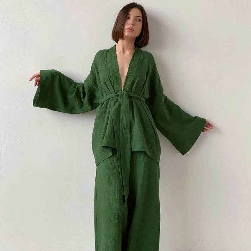 Restve-Cotton-Women-s-Nightgown-2-Pieces-Set-Drop-Sleeves-Robe-Trouser-Suits-Flare-Female-Pajamas_14b6c967-0bd0-4109-839a-96ddf8ea9cc5.jpg - Veste Peignoir de Bain