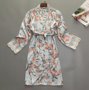 Robe de chambre Satin Fleuri