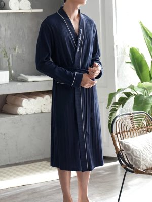 Peignoir de Luxe en Coton Bleu