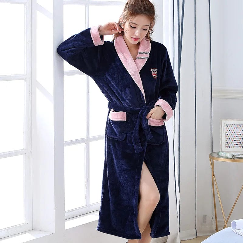 Peignoir Polaire Femme <br> "Navy" – Image 4