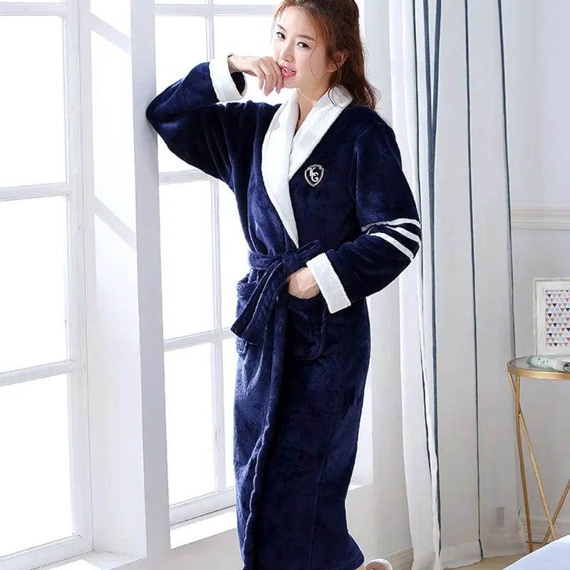 Peignoir Polaire Femme <br> "Navy" – Image 3