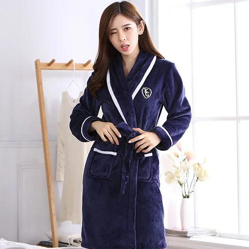 Peignoir Polaire Femme <br> "Navy" – Image 2