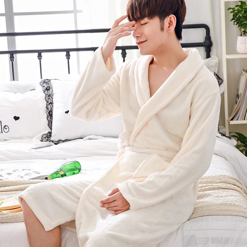 Peignoir Polaire Homme <br> "Blanc" – Image 4
