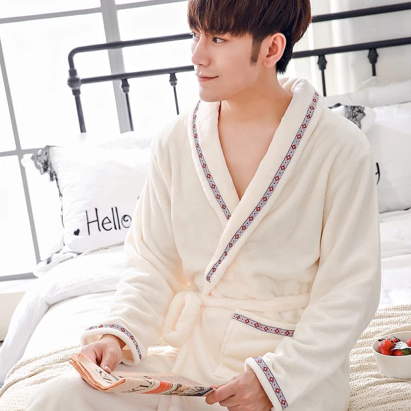 Peignoir Polaire Homme <br> "Blanc" – Image 5