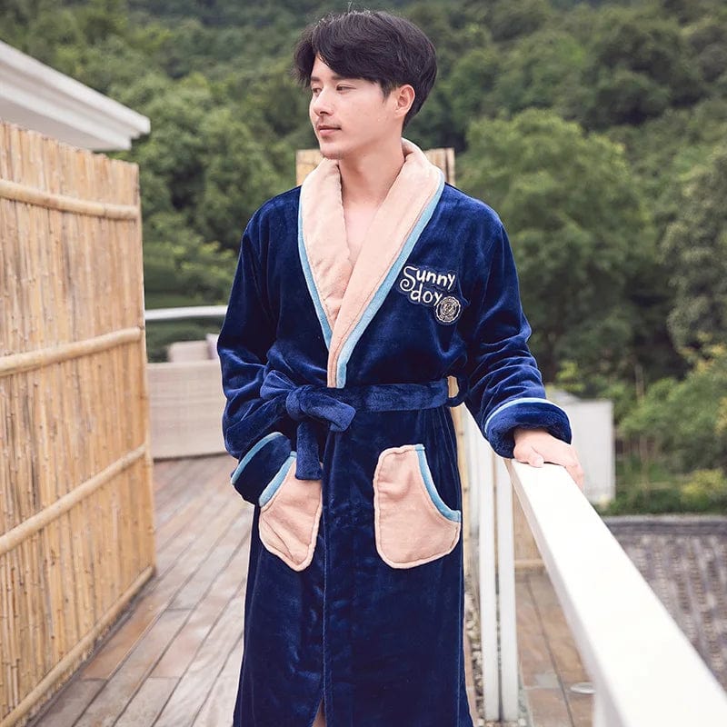 Peignoir Polaire Homme <br> "Blue"