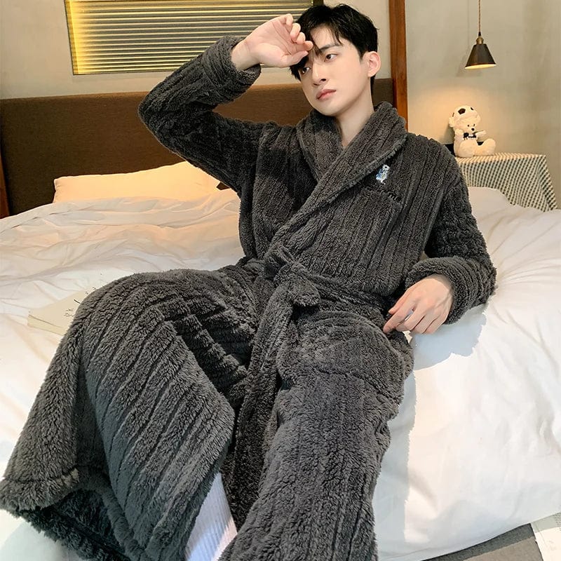 Peignoir Polaire Homme <br> "Gris" – Image 5