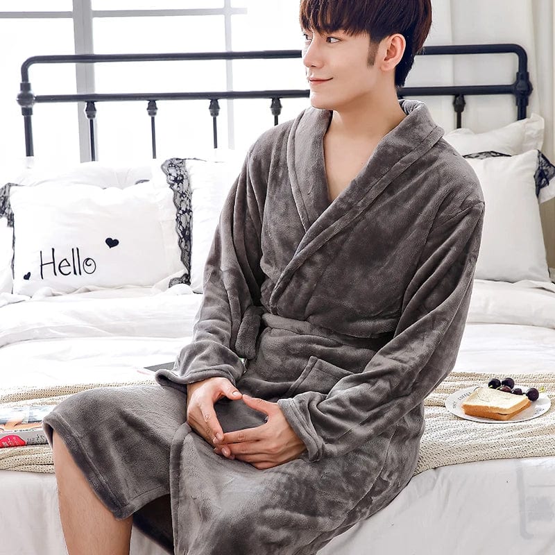Peignoir Polaire Homme <br> "Gris" – Image 3