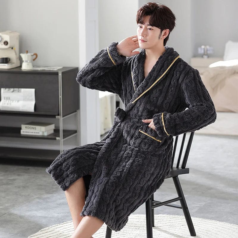 Peignoir Polaire Homme <br> "Gris" – Image 2