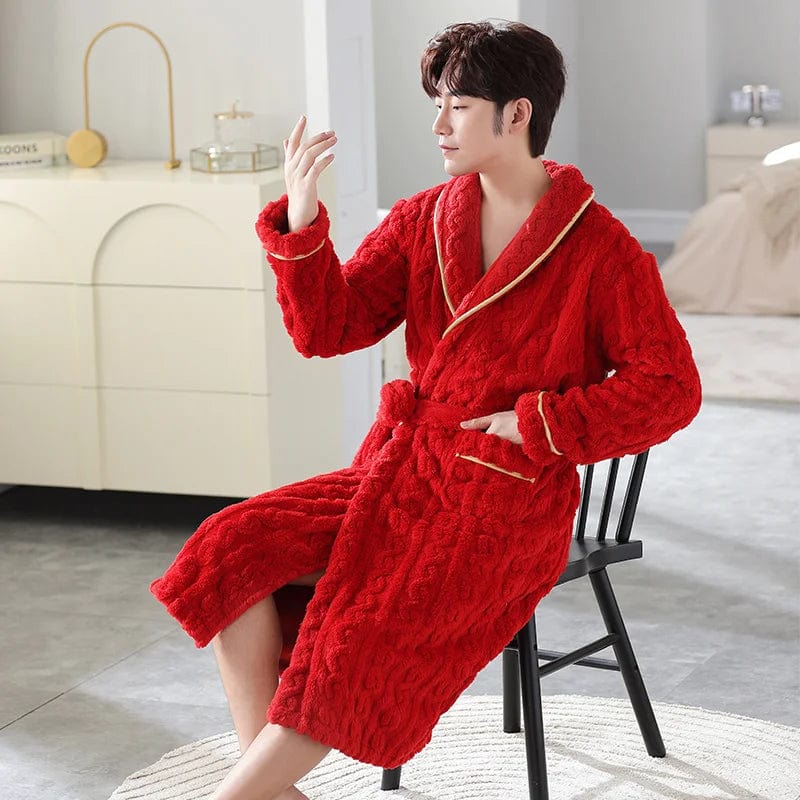Peignoir Polaire Homme <br> "Rouge" – Image 3