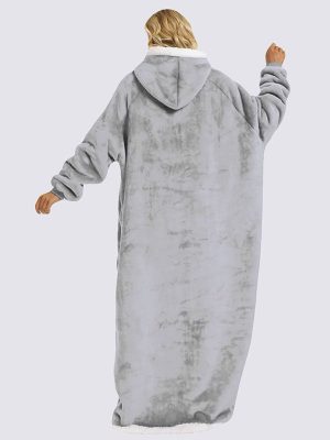 Pull Plaid XXL à Capuche Gris