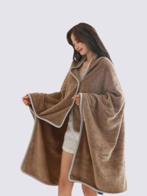 Poncho Plaid Marron Boutonné