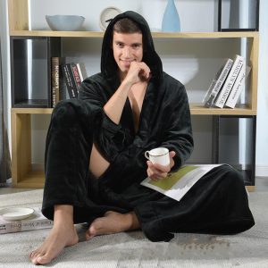 Peignoir Homme Capuche Noir