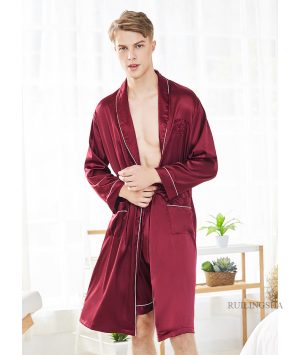 Peignoir Satin Homme Rouge