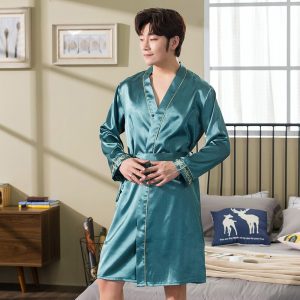 Peignoir Satin Homme Aqua