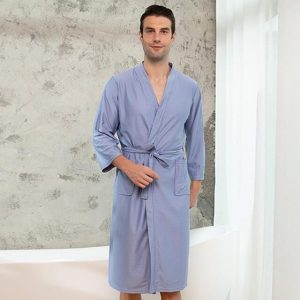 Peignoir Homme Gaufré Bleu