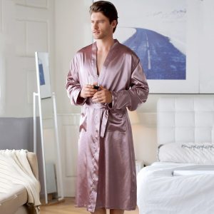 Peignoir Satin Homme Violet