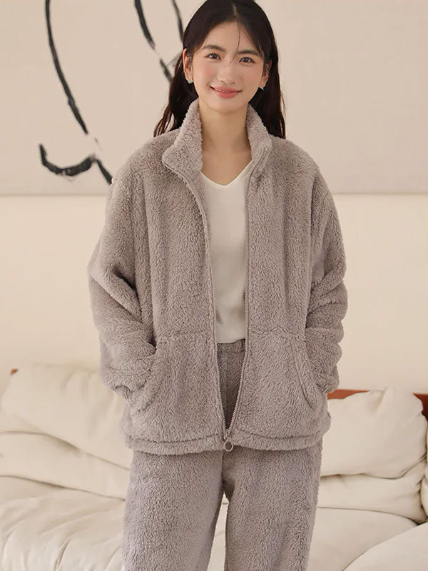 Pyjama Polaire Gris Pour Femme – Image 2