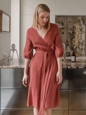 Robe de Chambre Rouge En coton
