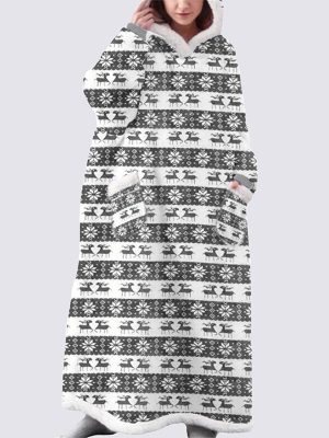 Pull Plaid XXL Noël à Capuche Gris