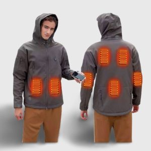 Veste chauffante légère grise à capuche